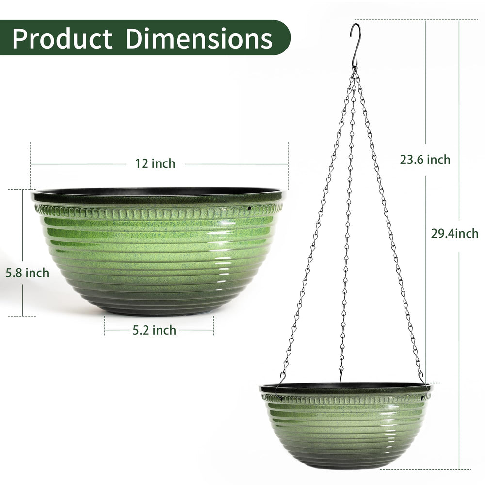 Vanslogreen 12 Inch Hanging Planter with chain and hook