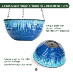 Vanslogreen 12 inch hanging planter with chain and hook