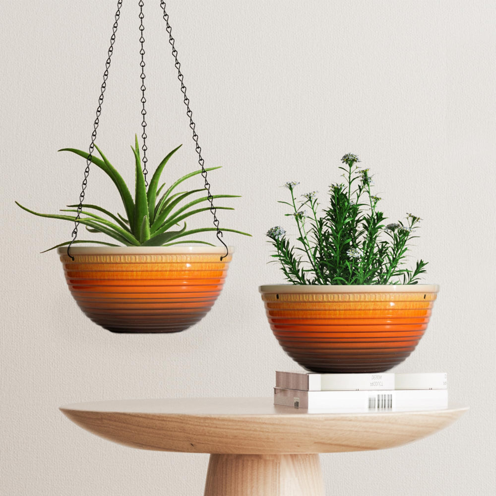 Vanslogreen 12 Inch Hanging Planter with vibrant flowers