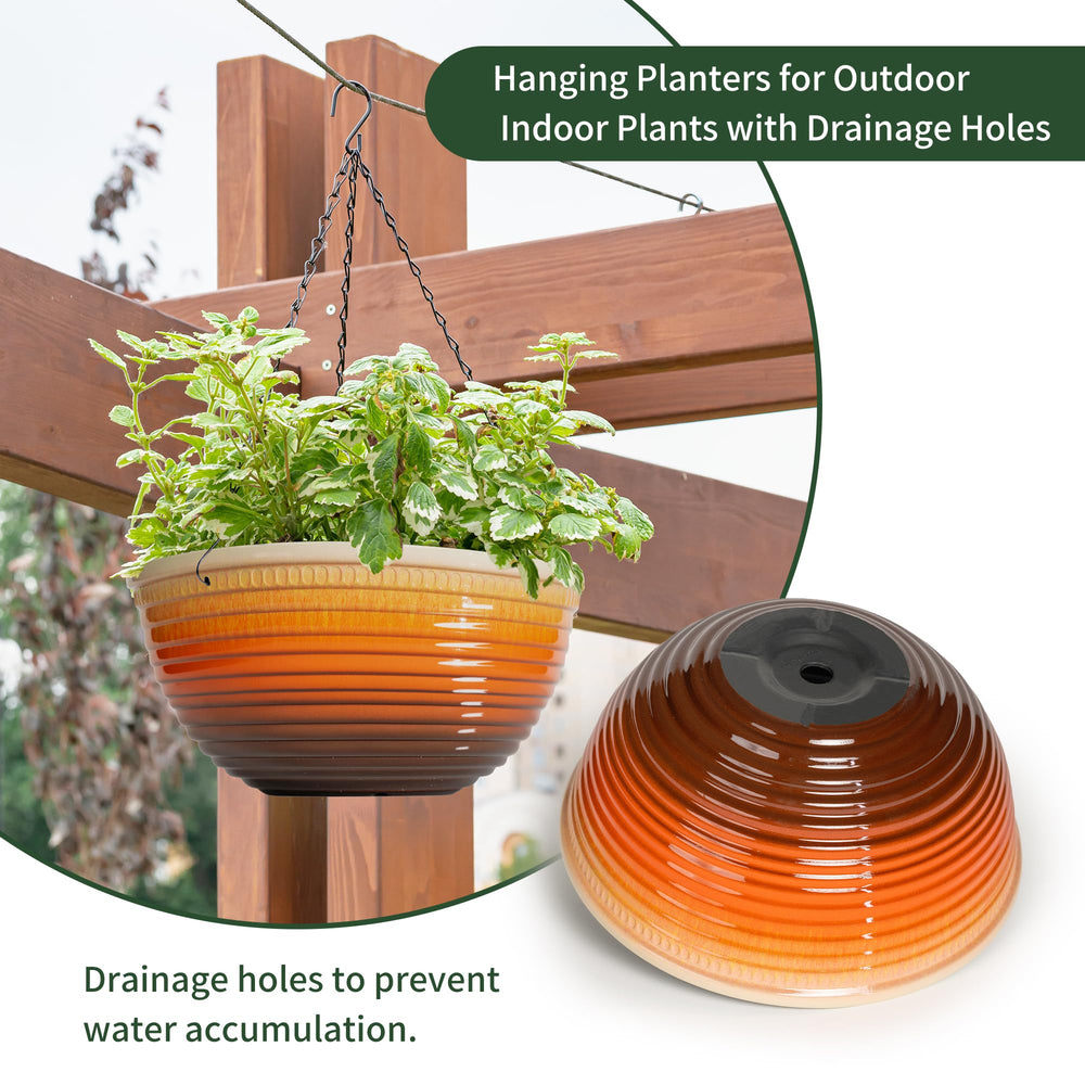 Vanslogreen 12 Inch Hanging Planters arranged with plants