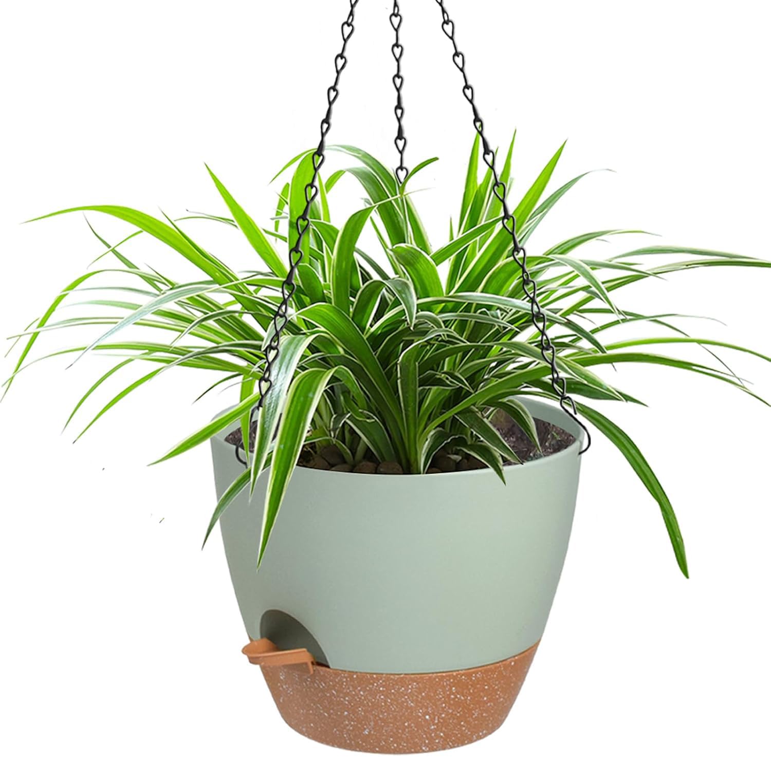 Vanslogreen 12 Inch Self-Watering Hanging Planter in Green