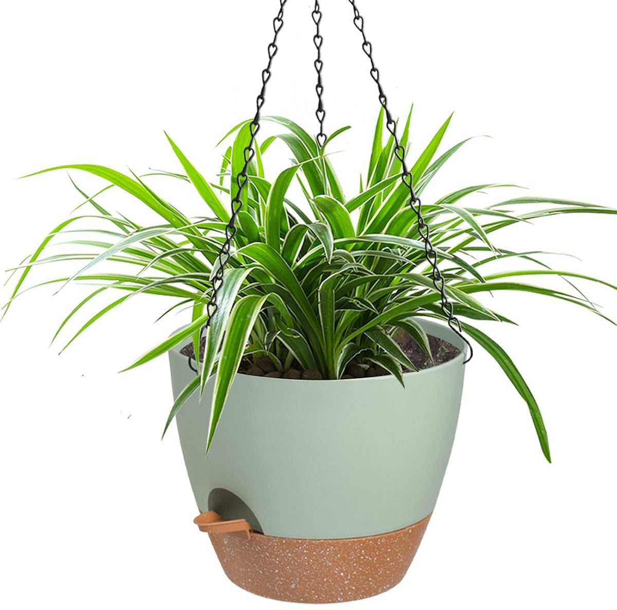 Vanslogreen 12 Inch Self-Watering Hanging Planter in Green
