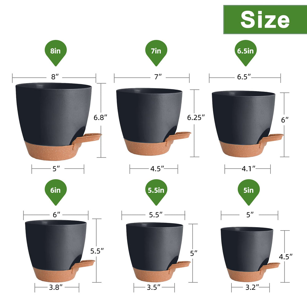 Vanslogreen 6-inch self watering planter in black