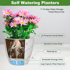 Vanslogreen 7 inch self watering pot with absorbent cotton rope