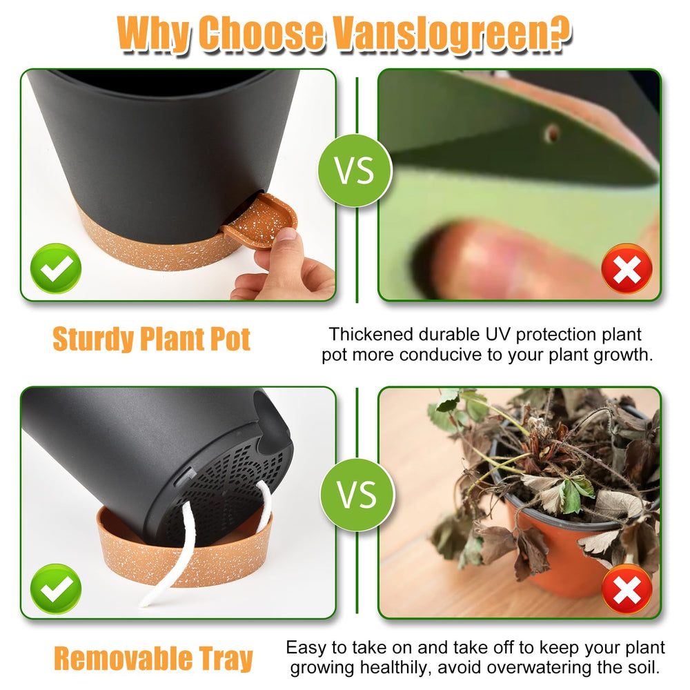 Vanslogreen black planter set showing different sizes