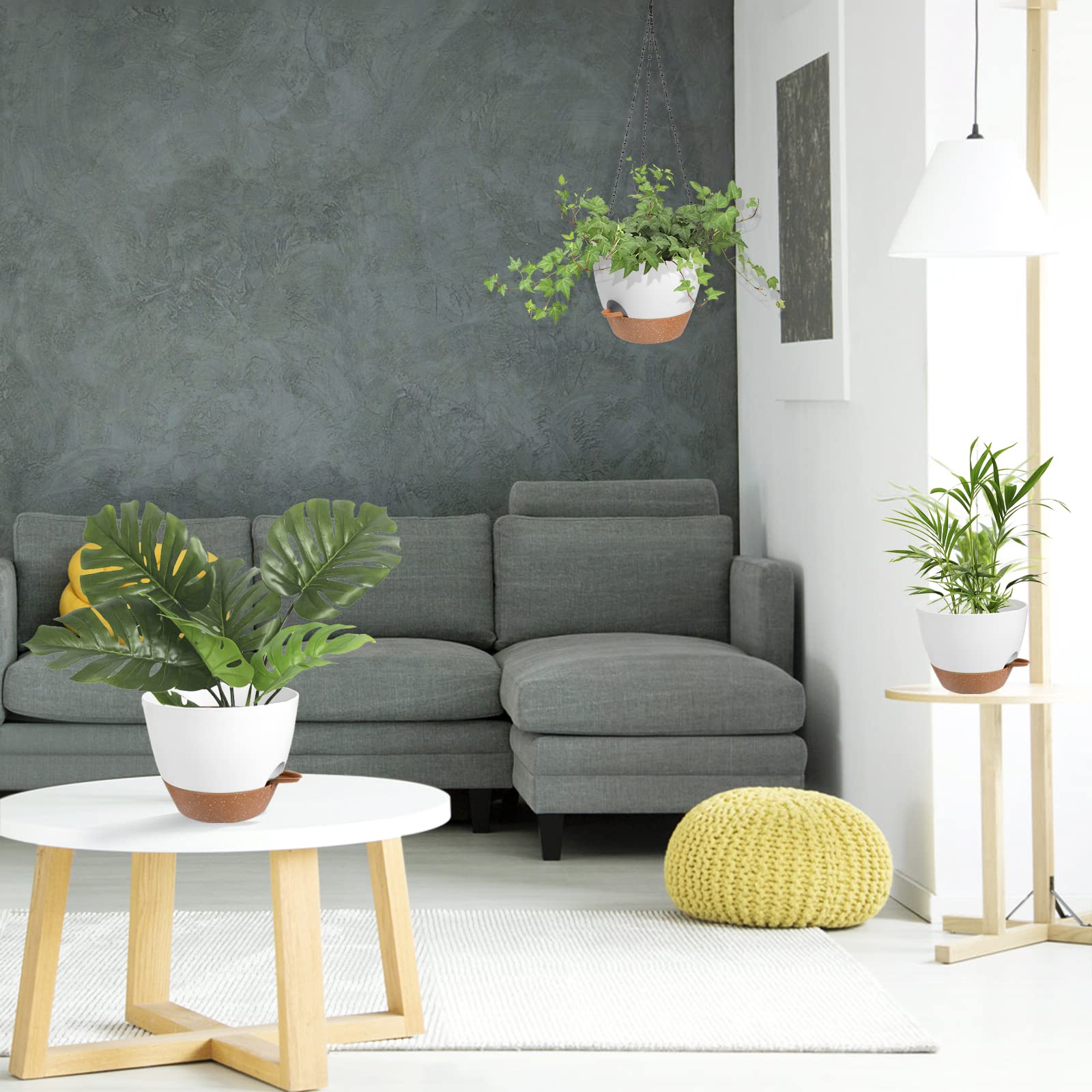 Vanslogreen hanging planter arrangement with flowers