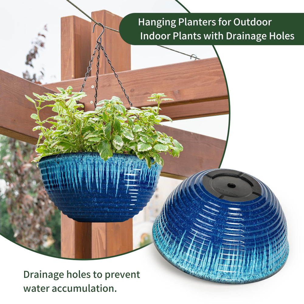 Vanslogreen hanging planter displayed on a patio