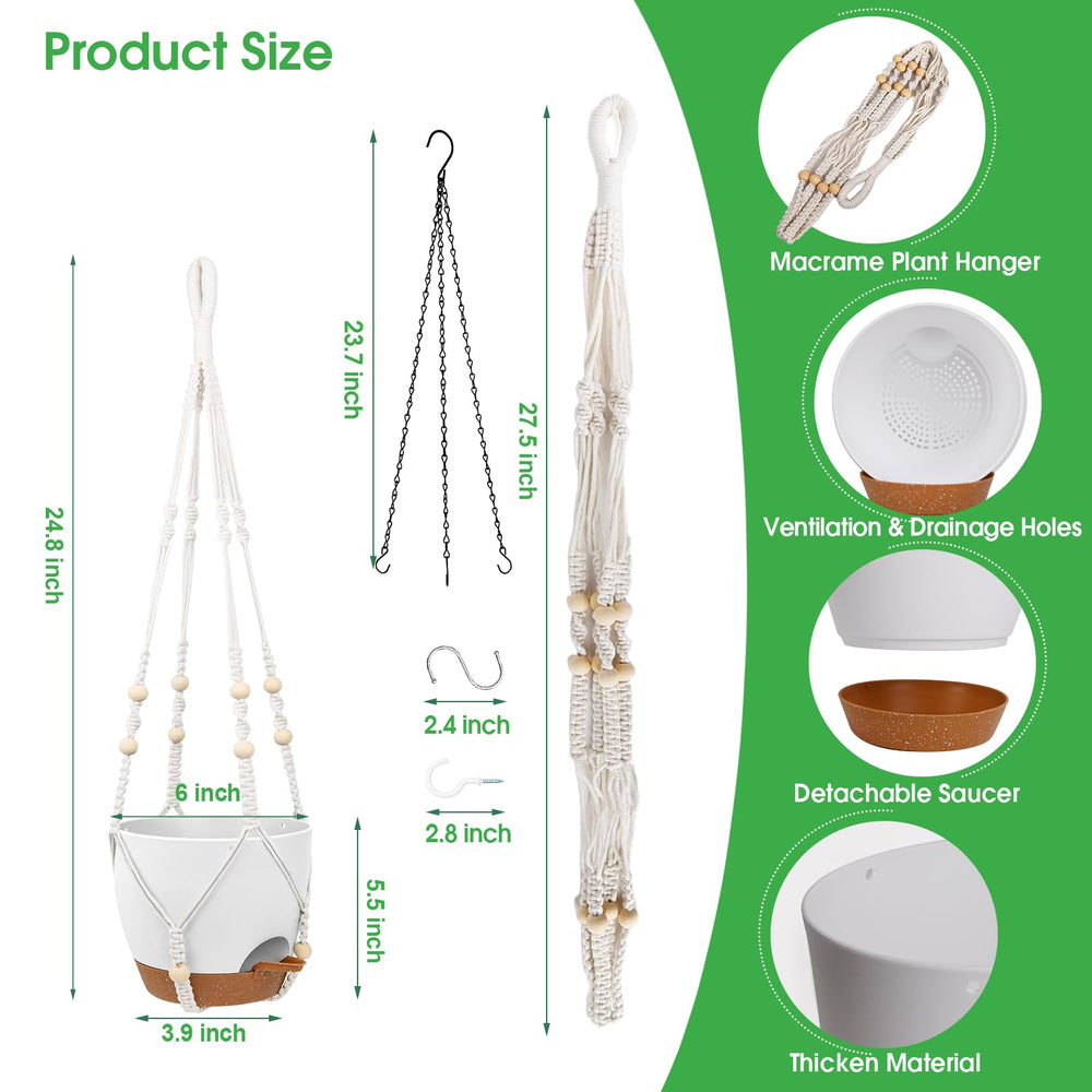 Vanslogreen hanging planter showing removable tray and drainage holes