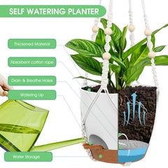 Vanslogreen hanging planter with rust-resistant chain and macrame hanger