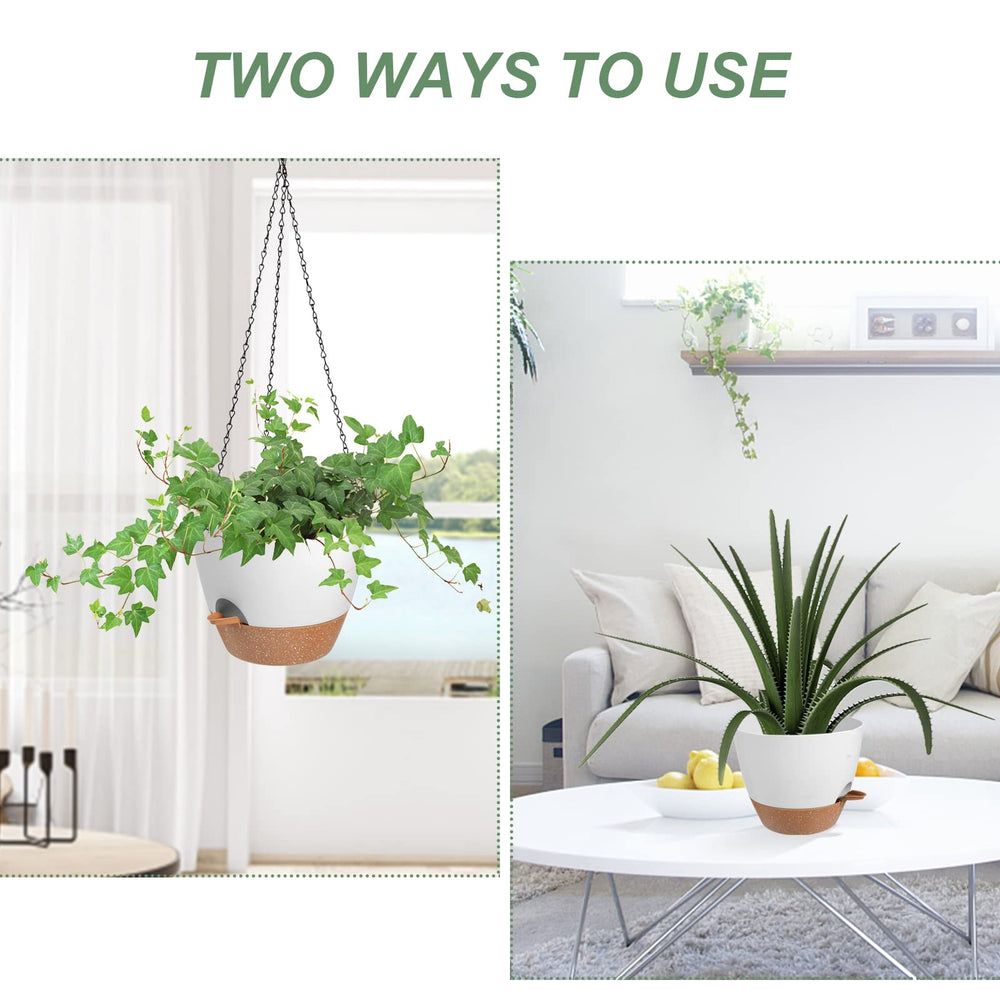 Vanslogreen hanging planters pack of 2 with trays