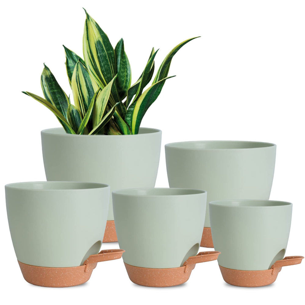 Vanslogreen self watering pots set of five in green