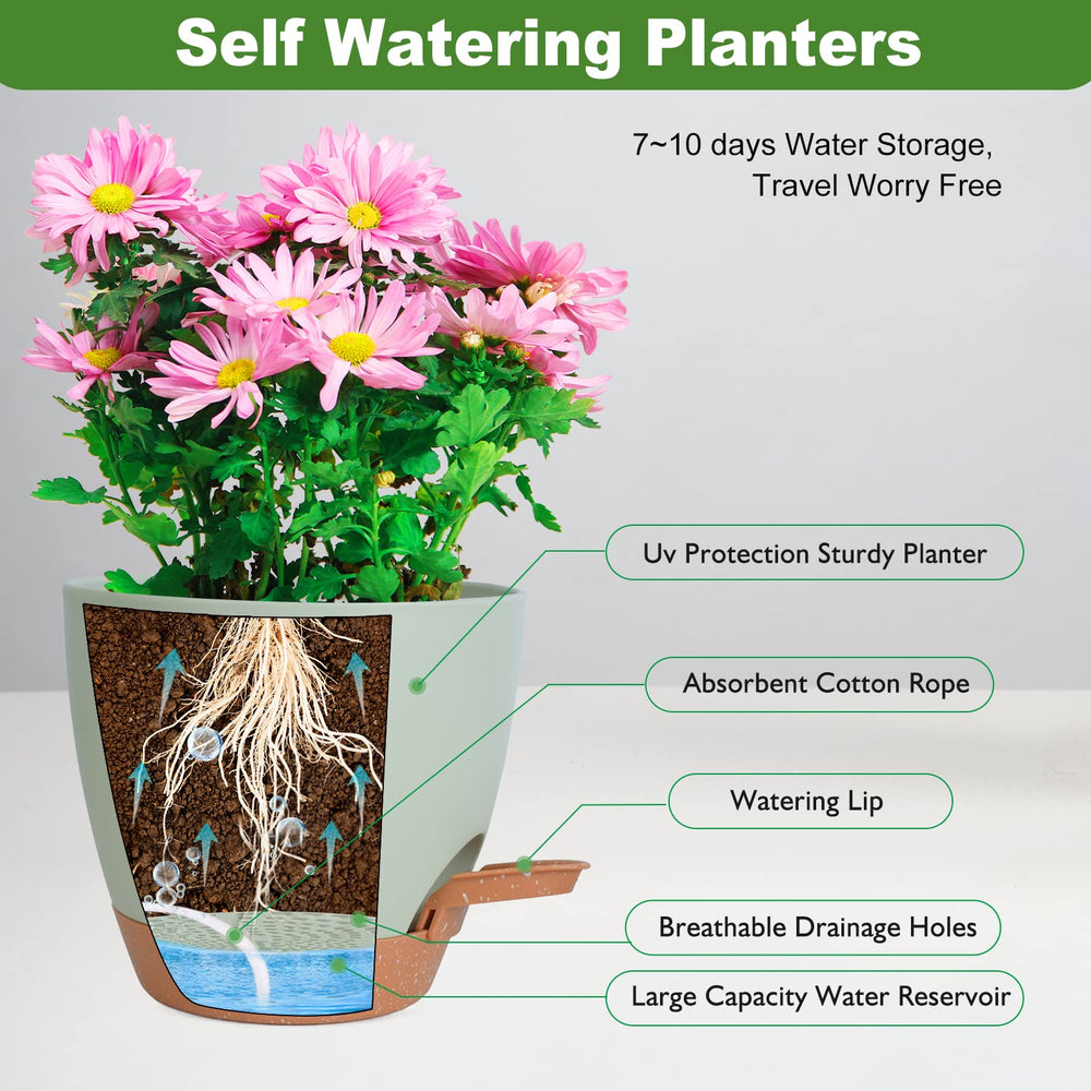 Vanslogreen self watering pots showing side watering opening