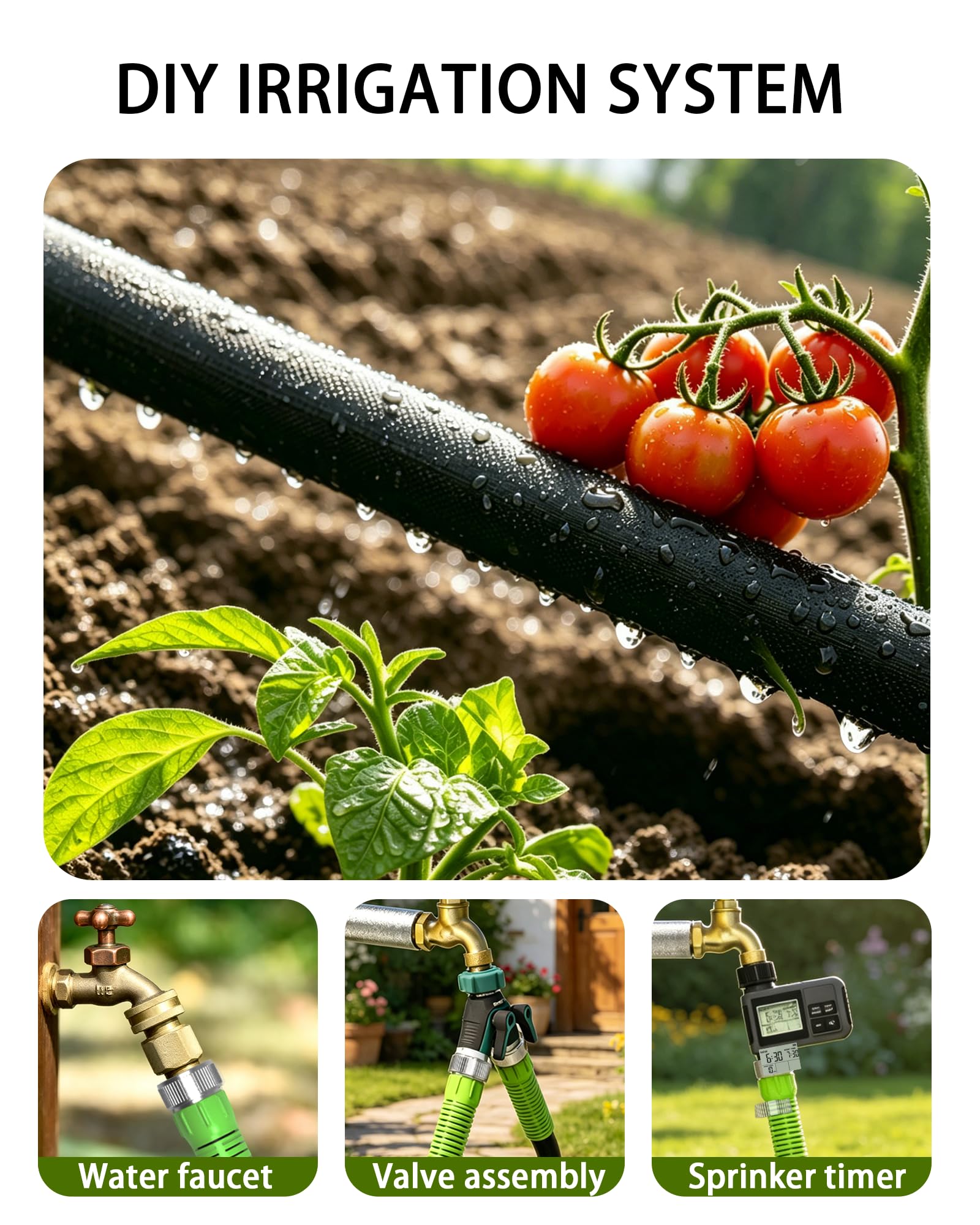 Vantigreen soaker hose laying flat in a garden bed