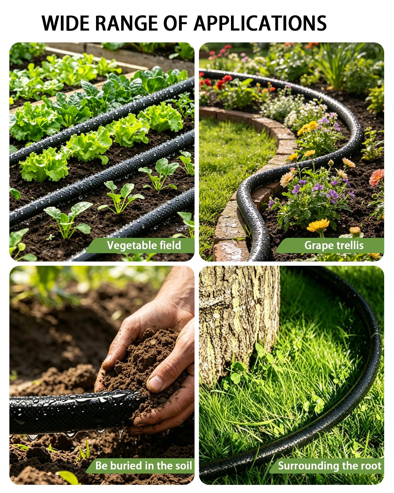 Vantigreen soaker hose with garden faucet connection