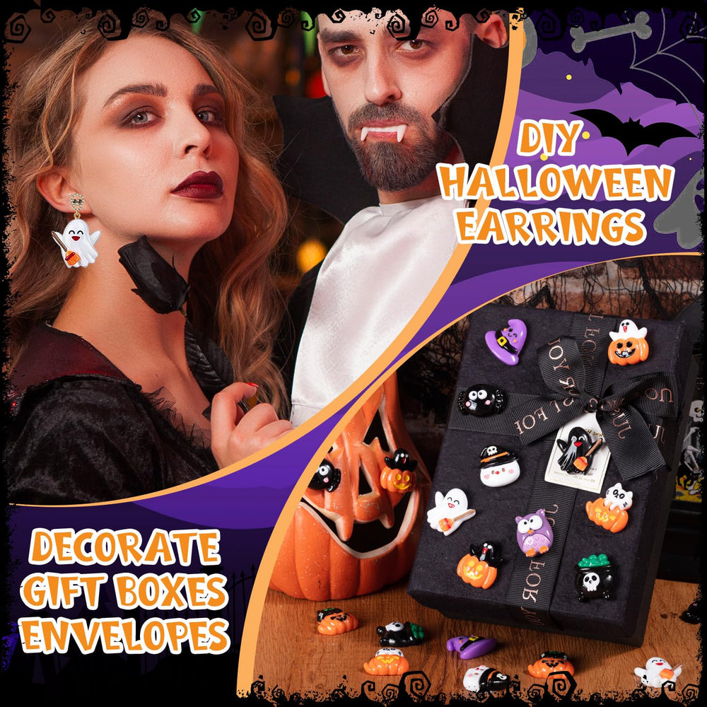 Variety of Halloween miniatures including bats and cats