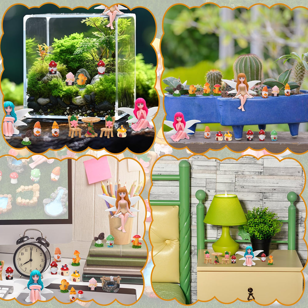 Variety of mushrooms in GGSTDDUP fairy garden set