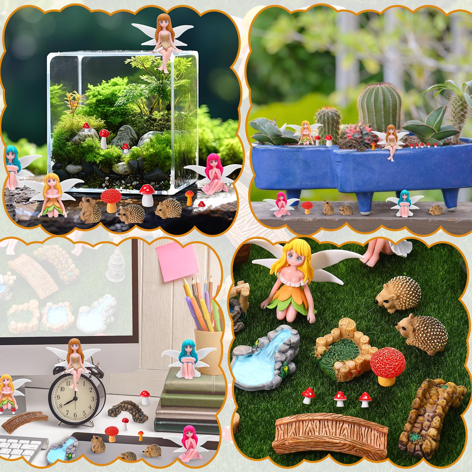 Variety of mushrooms included in the GGSTDDUP fairy garden set