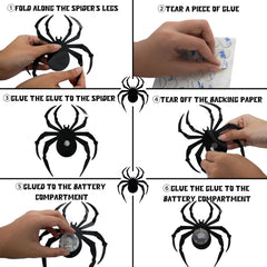Variety of sizes of Dazzle Bright Halloween spider decorations