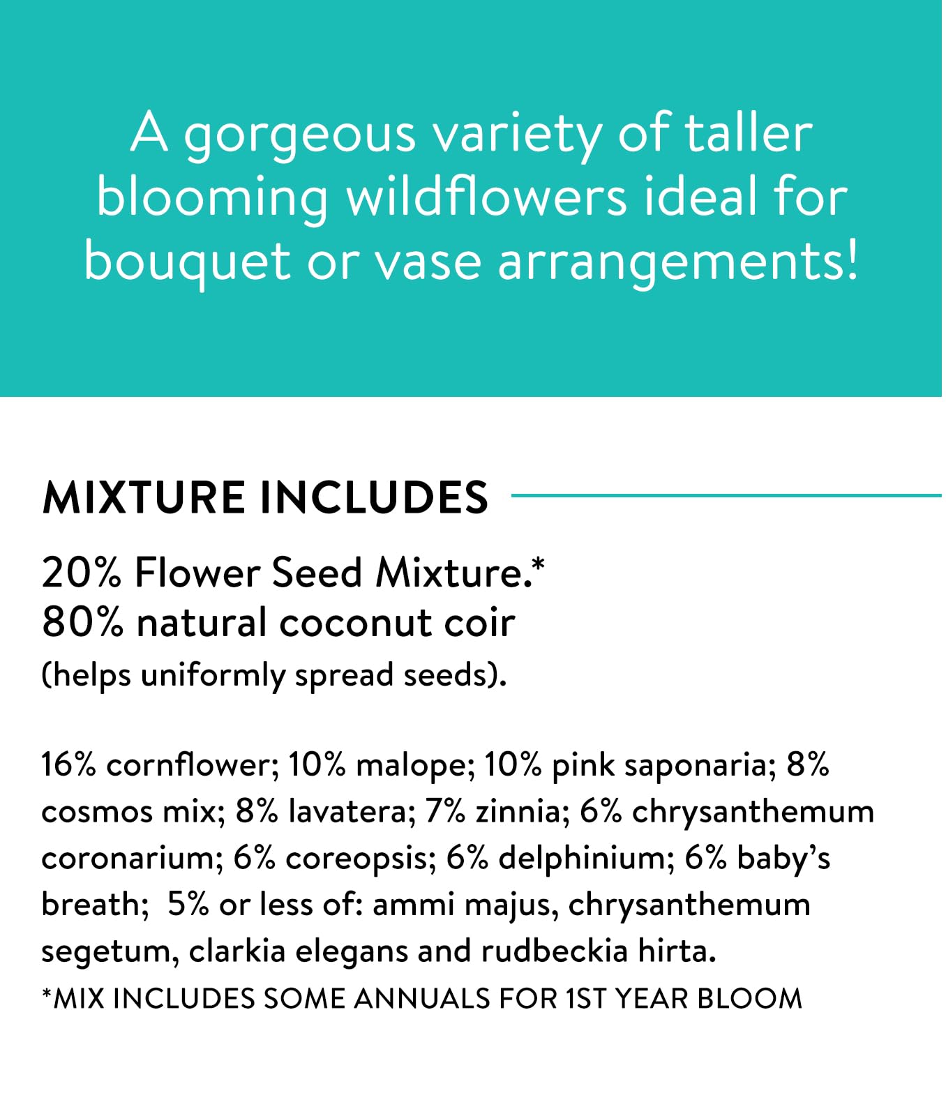 Variety of wildflowers included in Burpee Cutting Mix