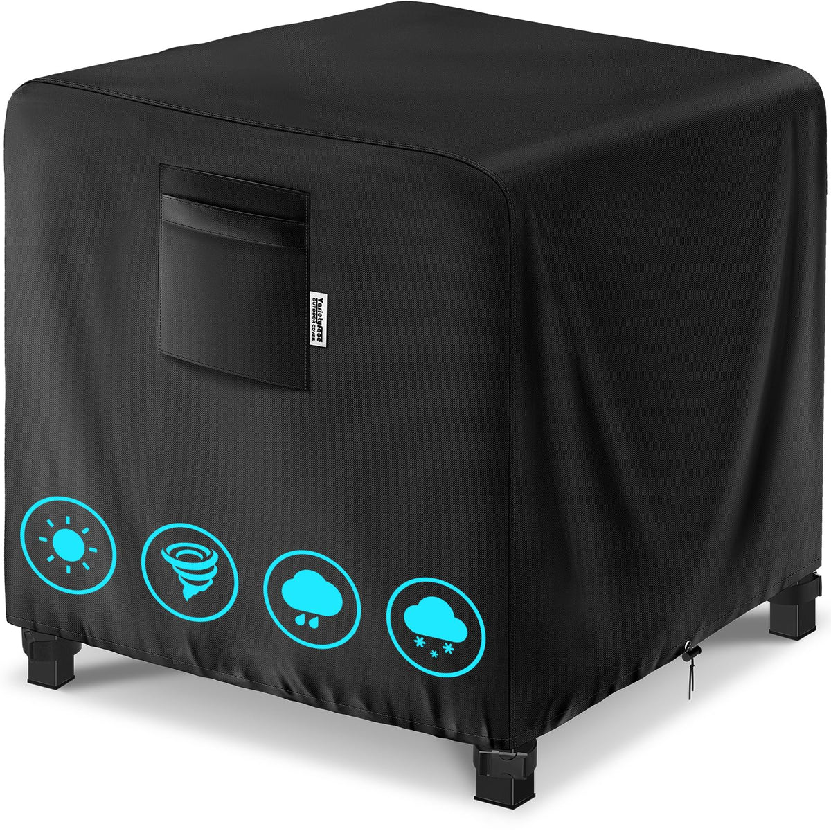 VARIETYFACE fire pit cover black square 36 inch front view