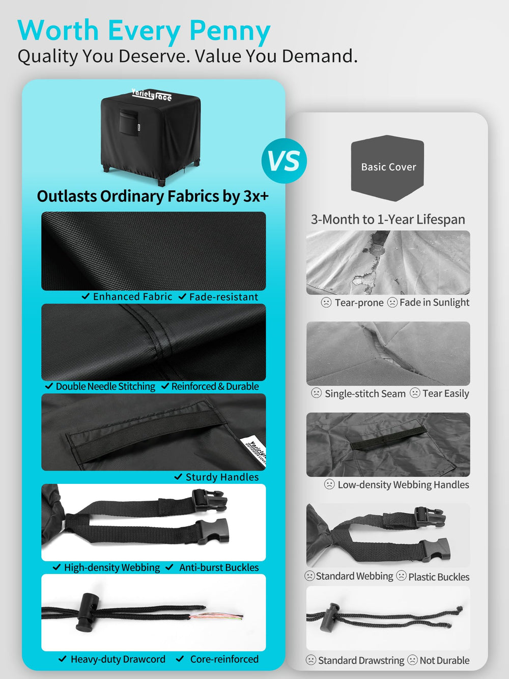 VARIETYFACE fire pit cover dimensions and specifications