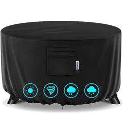 VARIETYFACE fire pit cover round 36"D x 20"H black fabric
