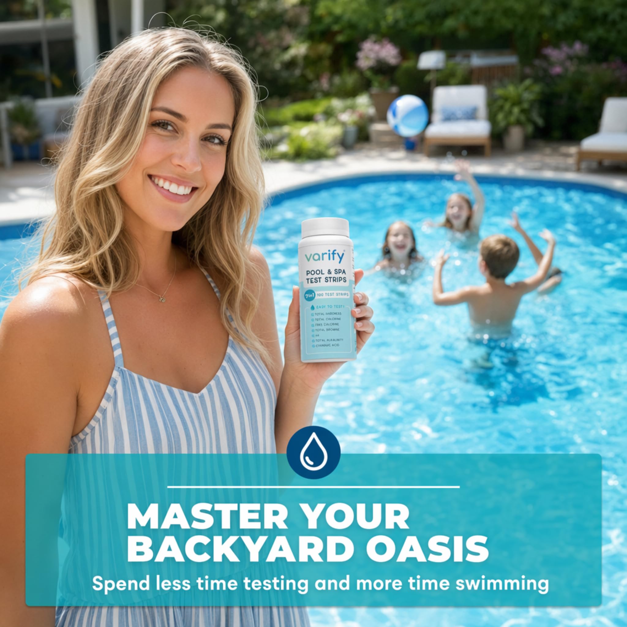 VARIFY 7-in-1 test strips for pool and spa monitoring