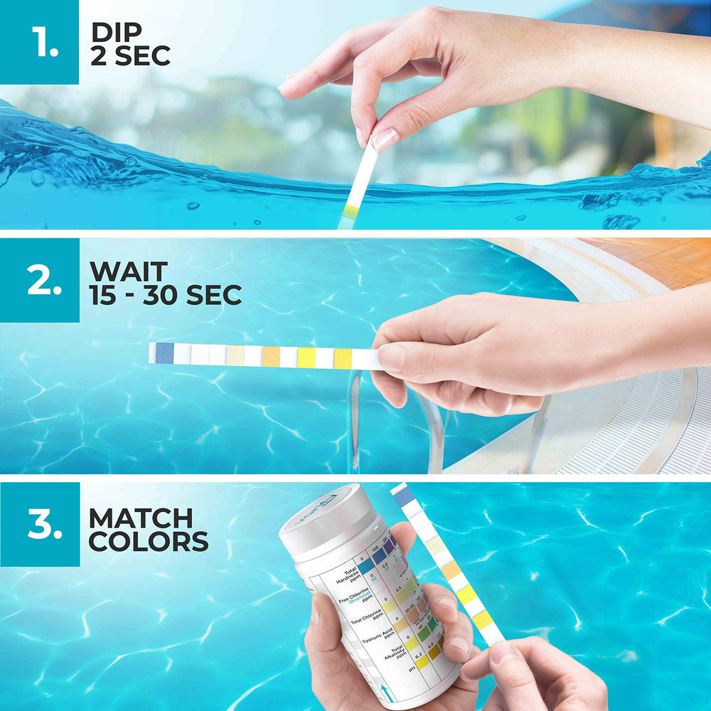 VARIFY Pool Test Strips in use in a pool