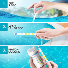 VARIFY Pool Test Strips in use in a pool