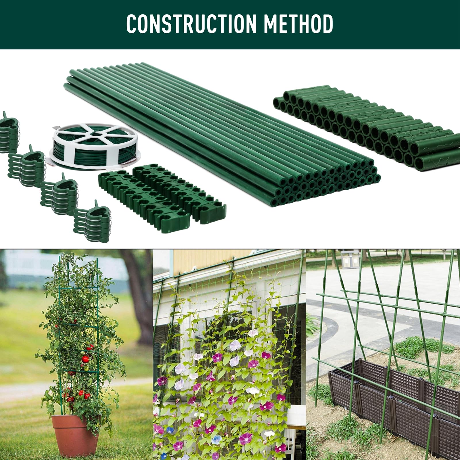 Various configurations of MAXPACE garden stakes in use