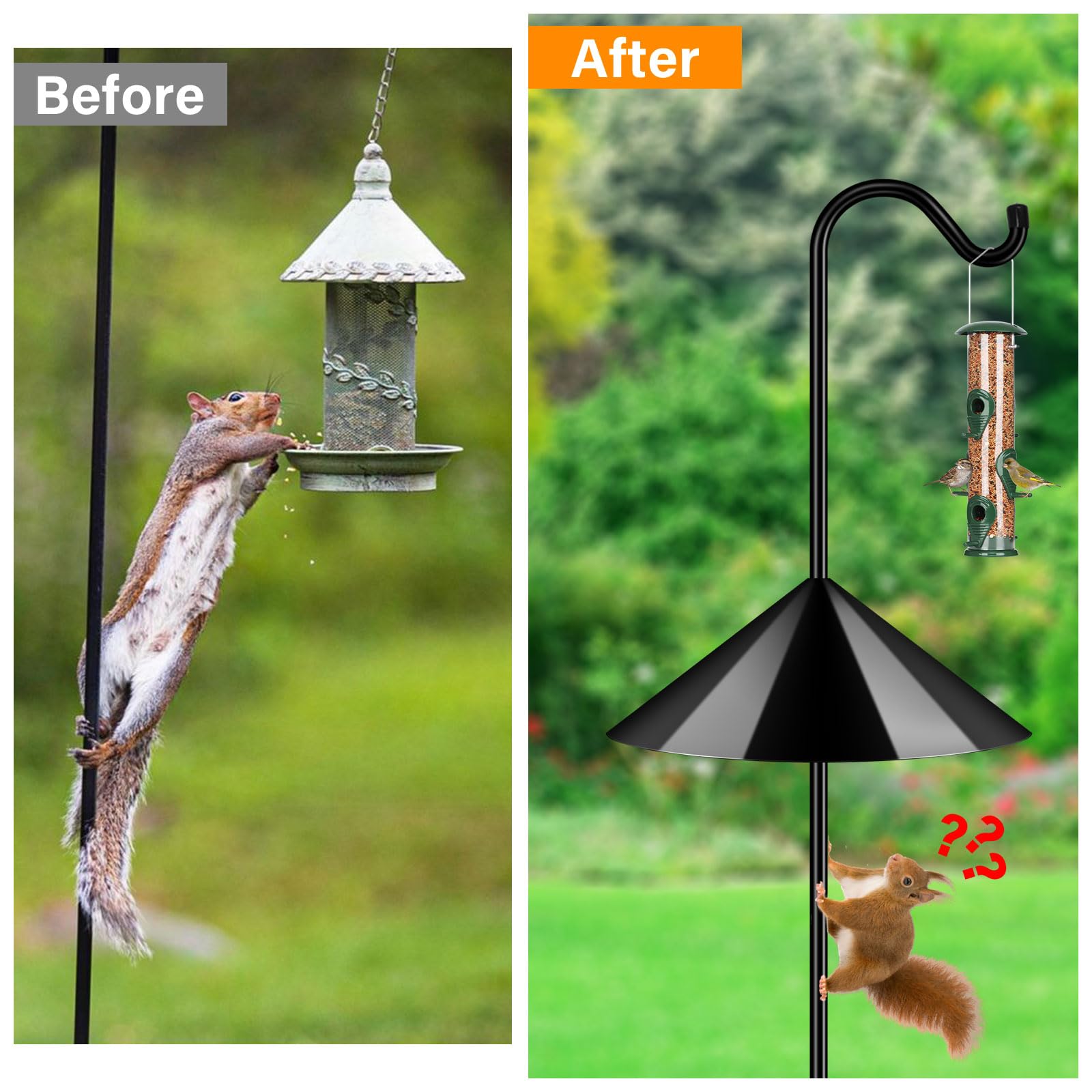 Various items hanging from the FEED GARDEN Bird Feeder Pole