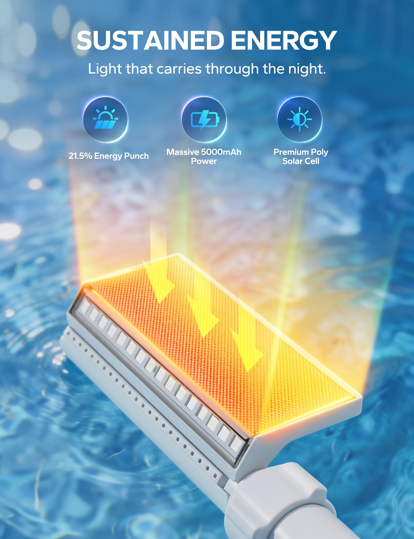 Various LED light colours displayed by POOLHACKER Solar Pool Fountain