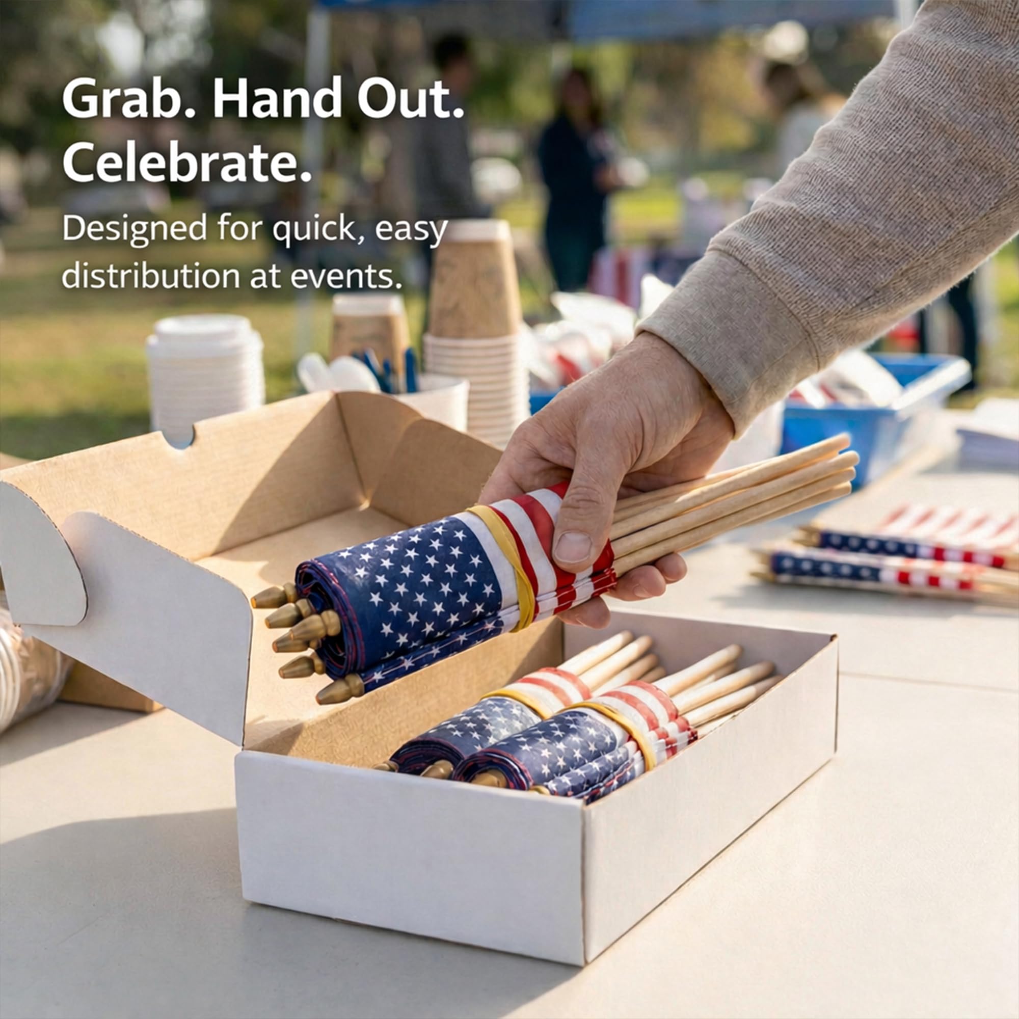 Various mini American flags for patriotic occasions