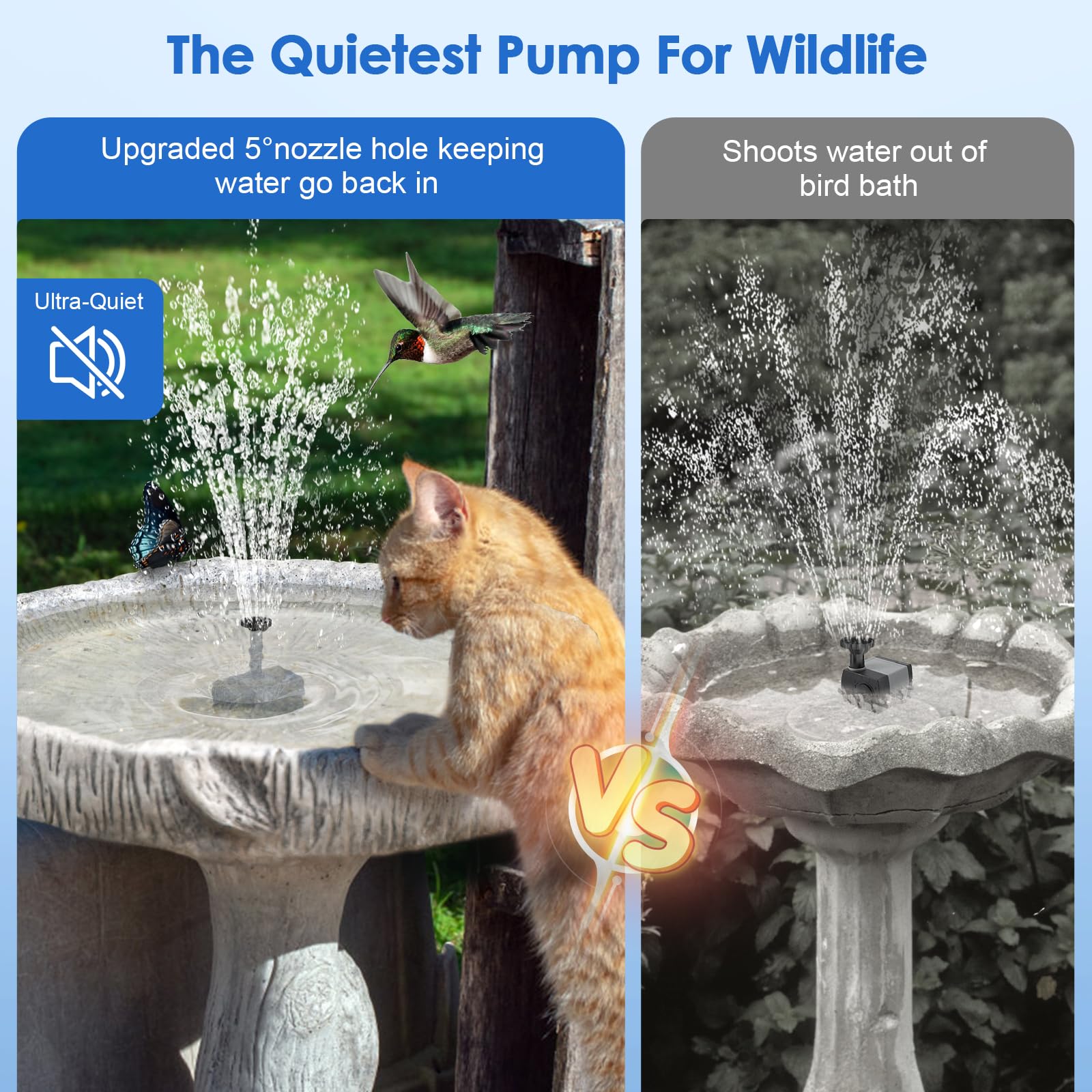 Various nozzles included with POPOSOAP Solar Fountain Pump