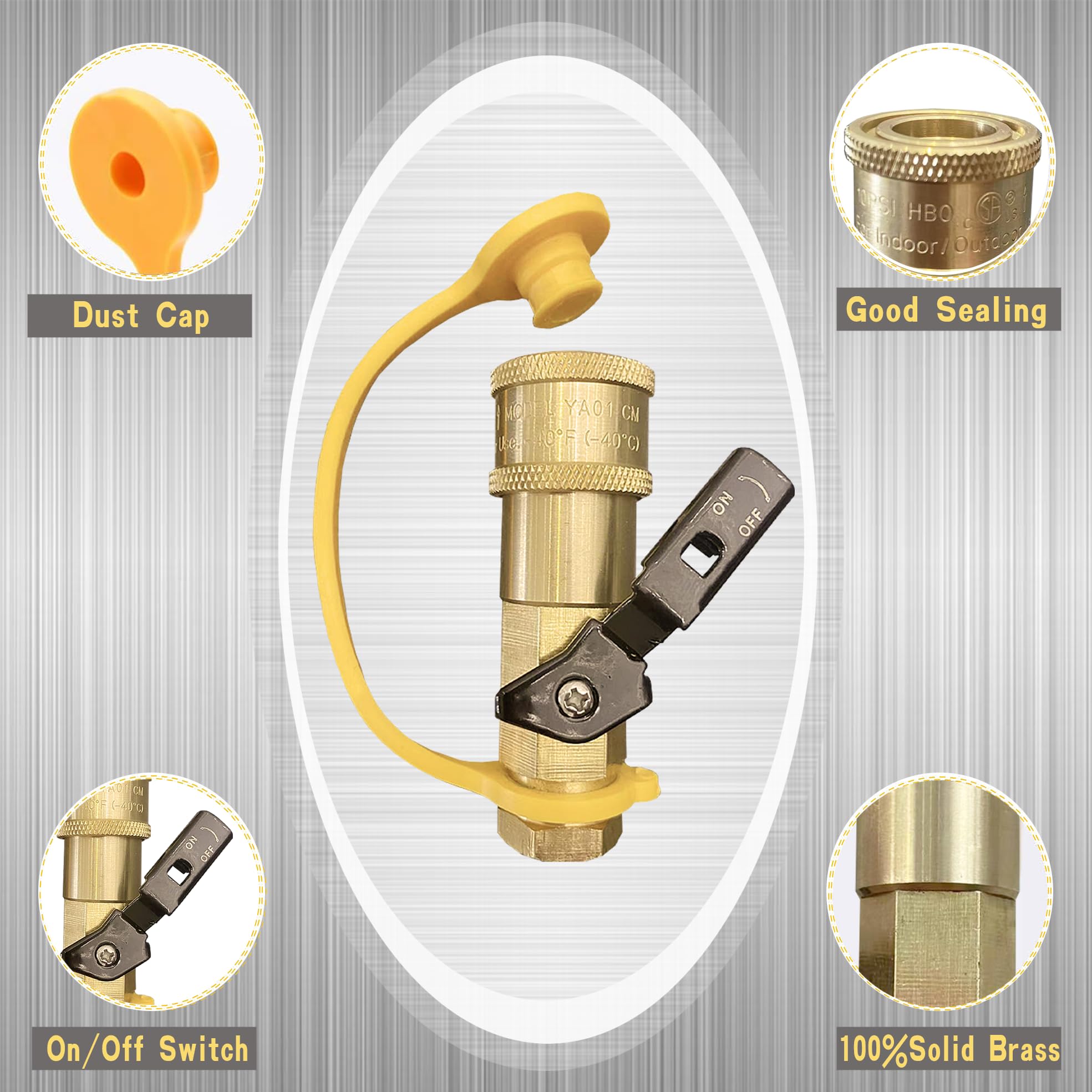 various qieoyk propane quick connect fittings displayed together