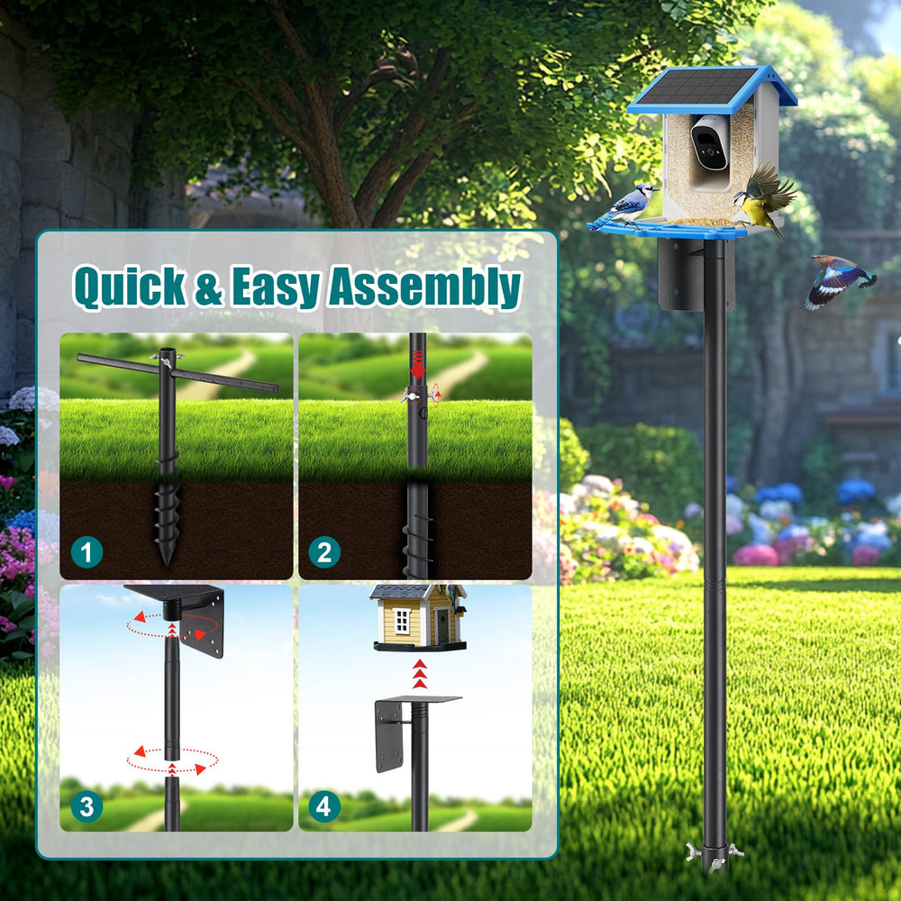 various setups of cogardenshower bird feeder pole in backyard