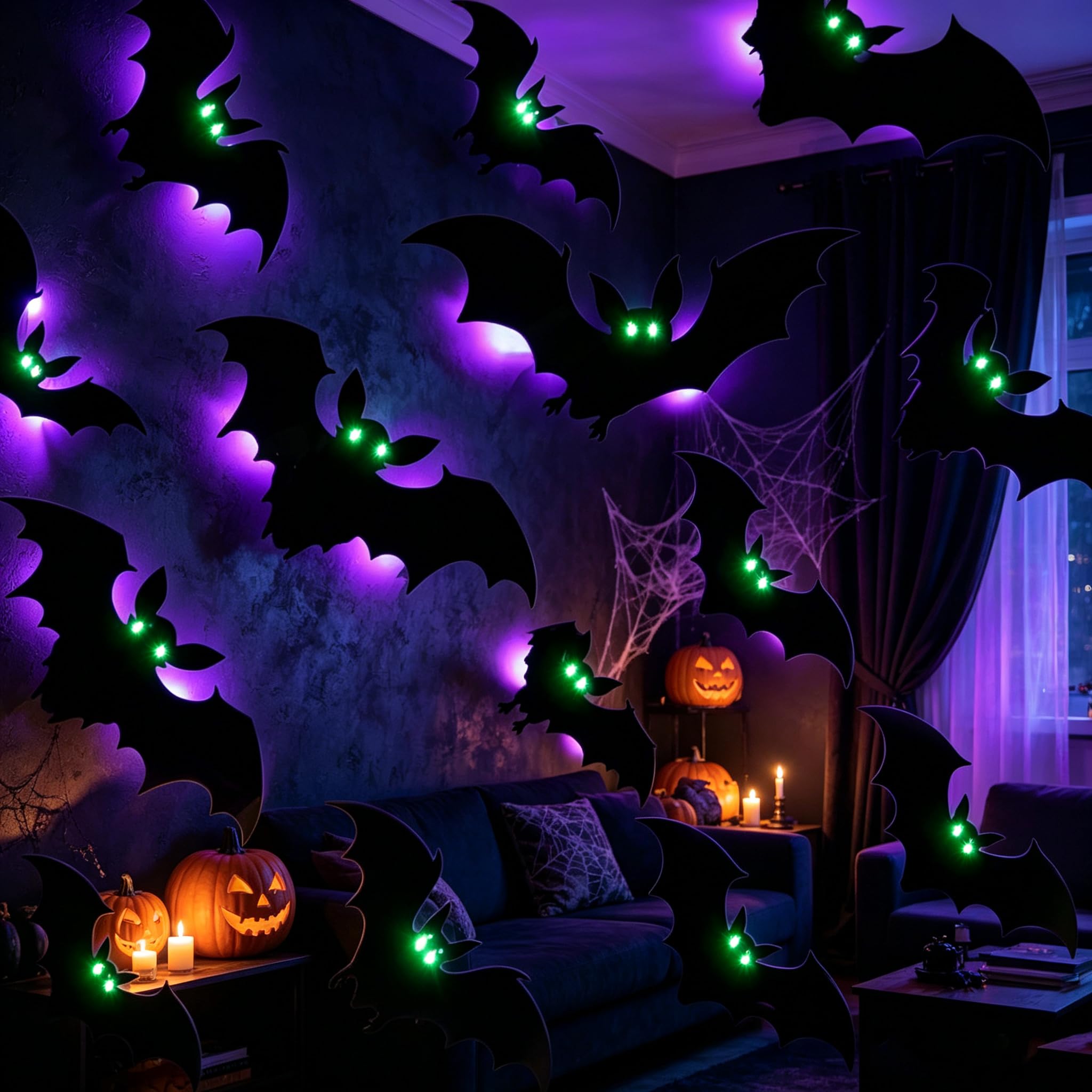 Various sizes of DIYASY Halloween bats showing 3D effect