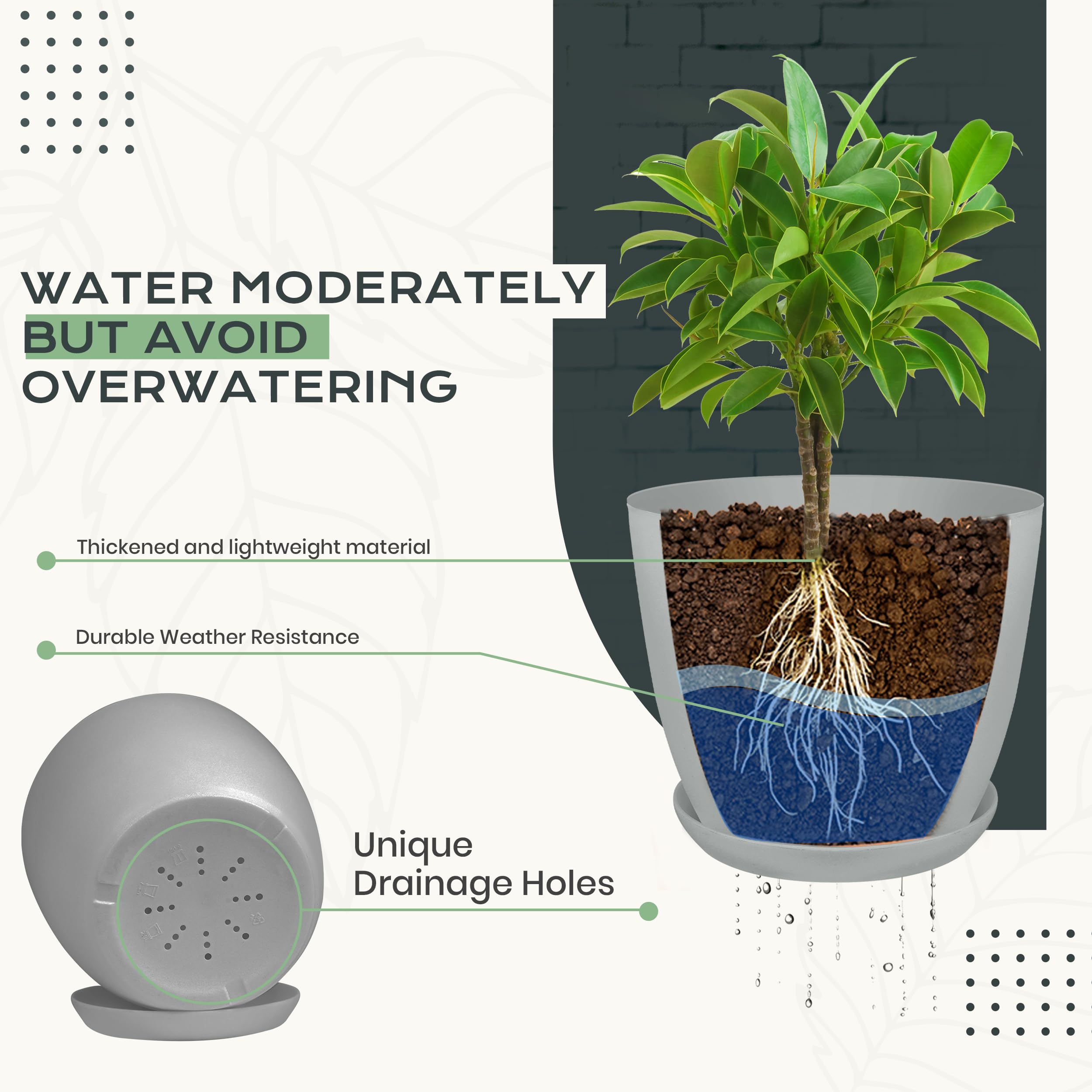 Various sizes of Utopia Home plant pots arranged together
