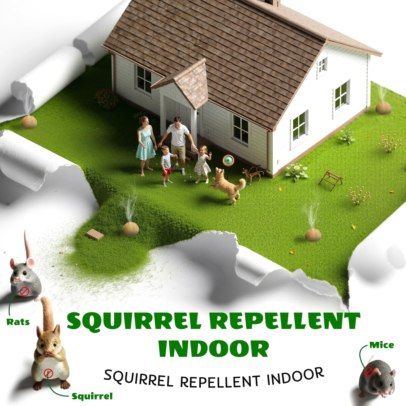Various Tubadros Squirrel Repellent pouches laid out on a wooden surface