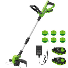 VARSK 12 Inch Cordless Weed Wacker front view with green design