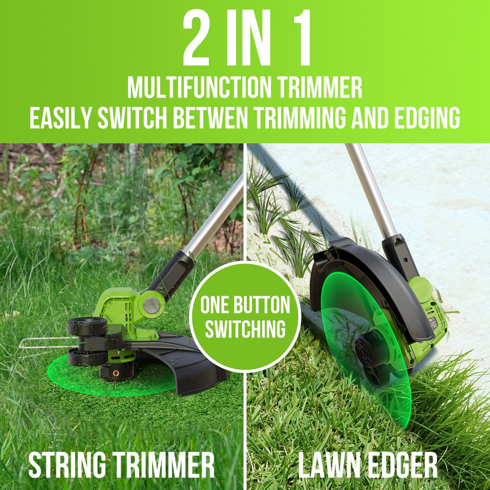 VARSK Weed Wacker side view showing adjustable handle