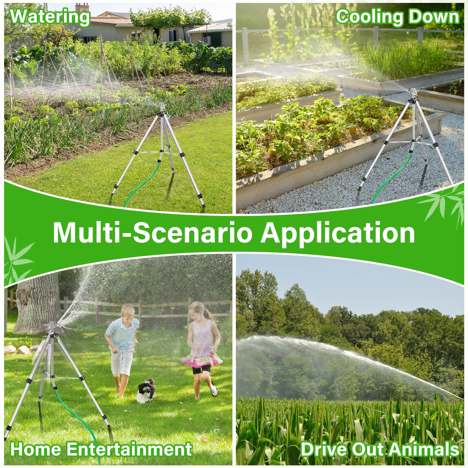 VASALAID Impact Sprinkler setup in a large backyard area