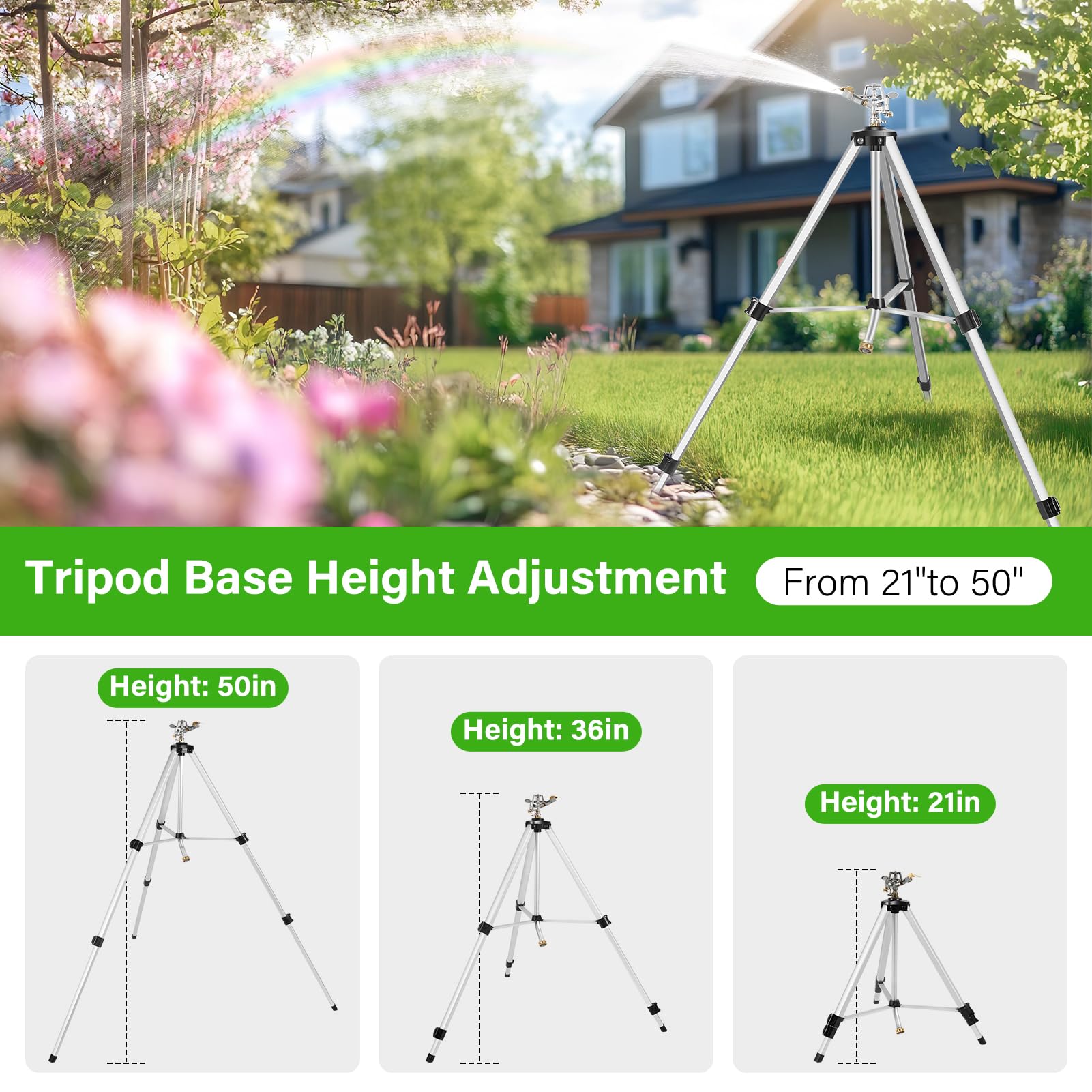 VASALAID tripod sprinkler extended to 50 inches height