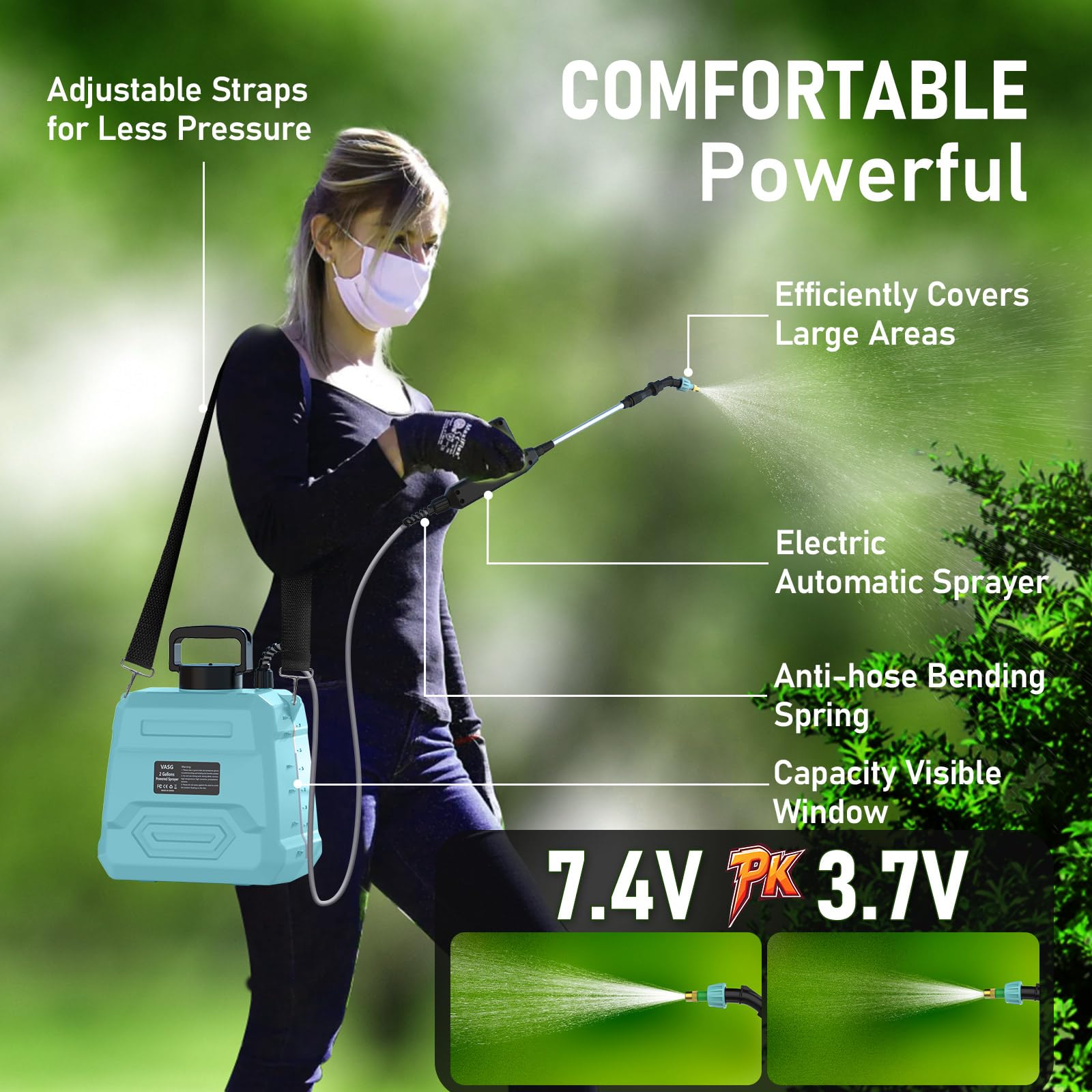 VASG Battery Powered Sprayer in use during garden fertilization