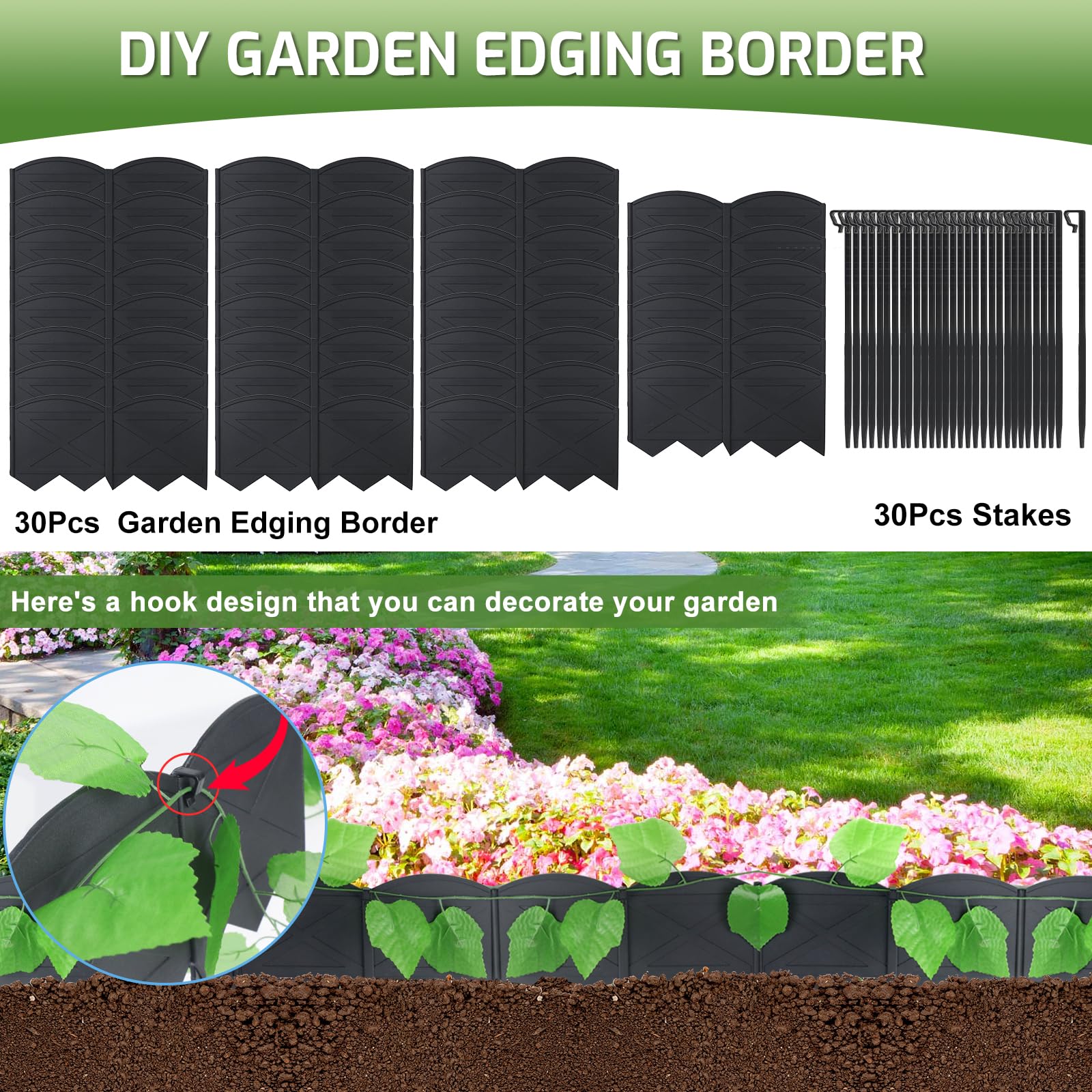Vashly garden edging defining a flower bed