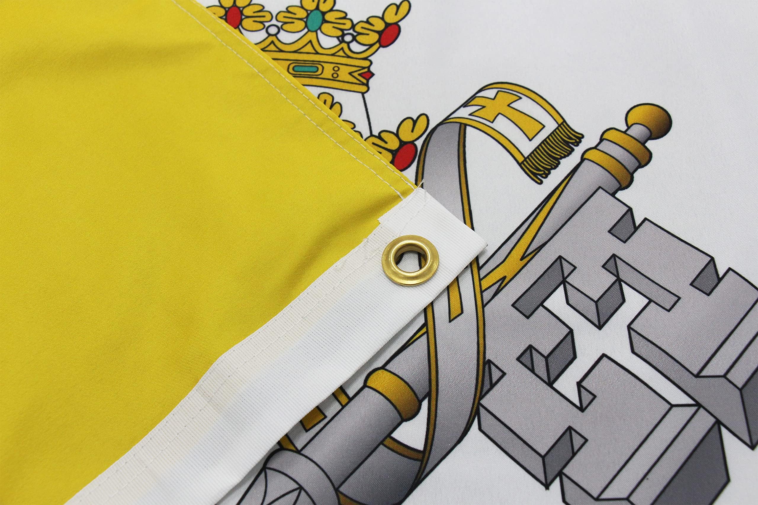 Vatican Flag showing brass grommets for secure hanging
