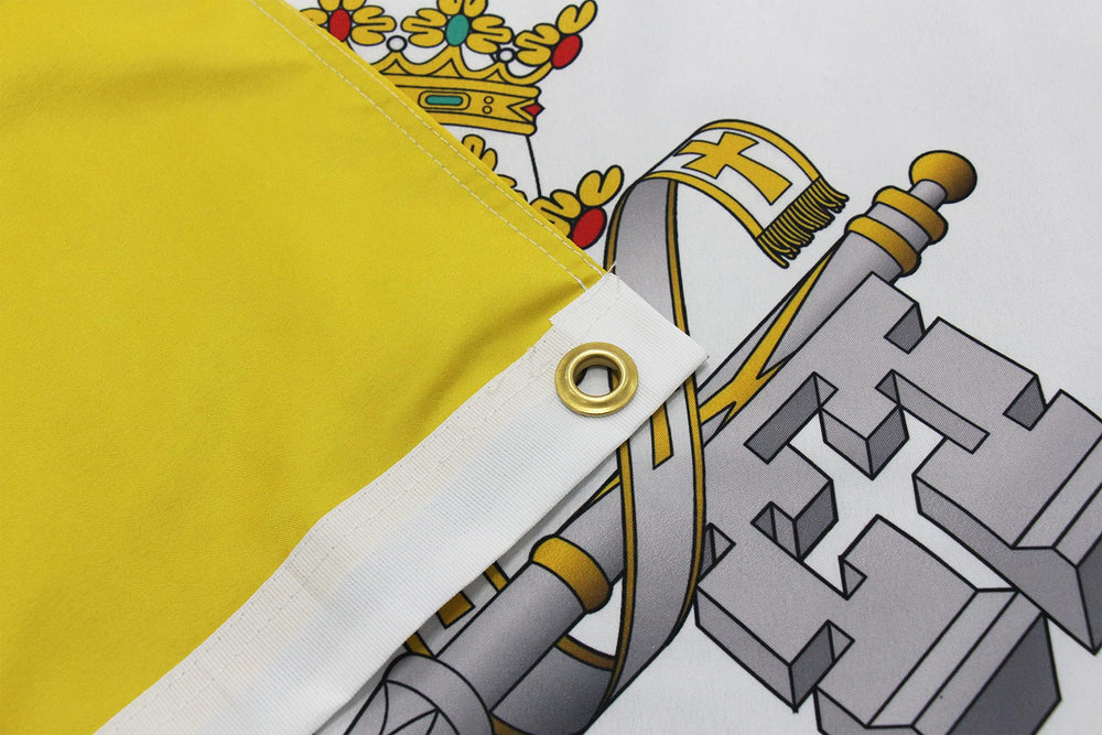 Vatican Flag showing brass grommets for secure hanging