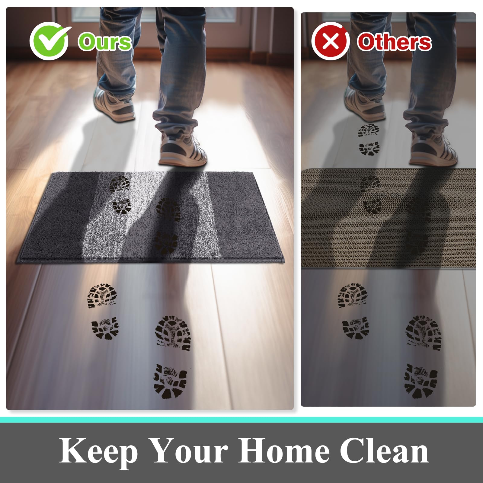 Vaukki Indoor Doormat Grey in a laundry room