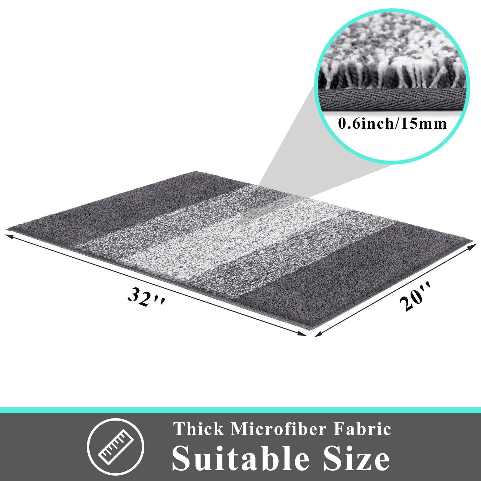 Vaukki Indoor Doormat Grey with gradient stripes