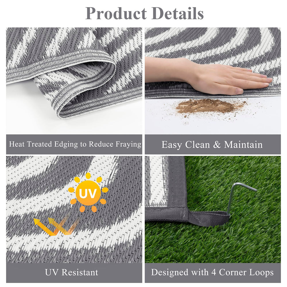 Vaukki Outdoor Rug 8x10 showing waterproof feature on patio